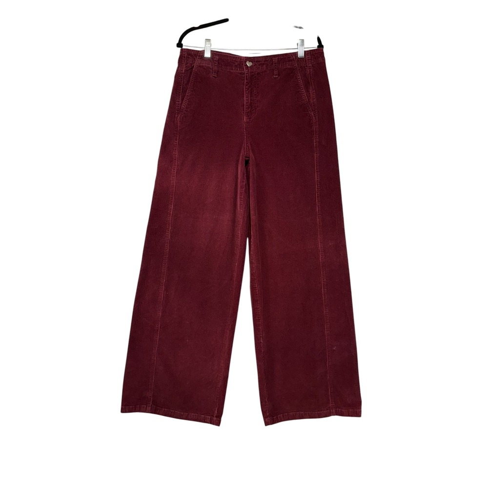 Celebrity Pink Womens Wide Leg Corduroy Pants Burgundy Size 13/31 High Rise